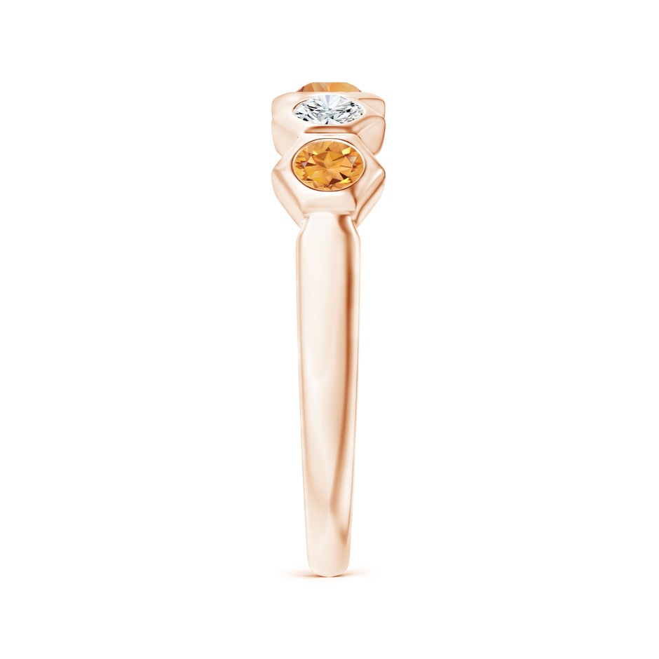 3mm AAA Natori x Angara Hexagonal  Bezel-Set Citrine and Diamond Band in Rose Gold side 2