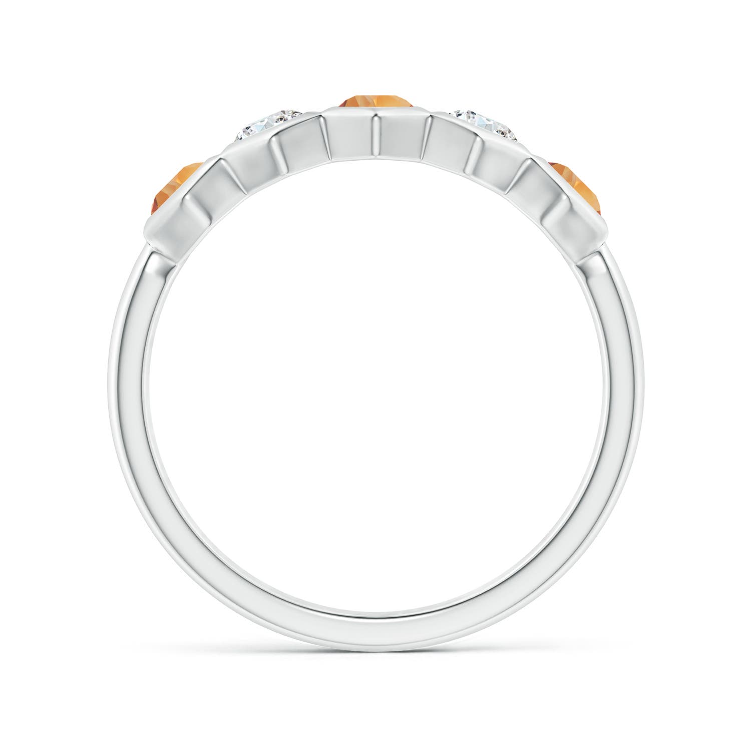 3mm AAA Natori x Angara Hexagonal  Bezel-Set Citrine and Diamond Band in White Gold - side 1