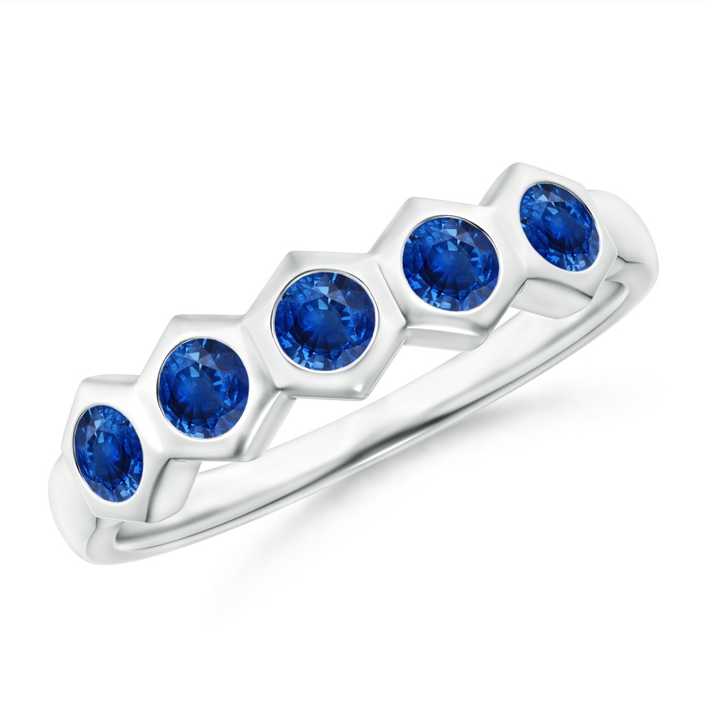 3mm AAA Natori x Angara Hexagonal Bezel-Set Blue Sapphire Band in White Gold