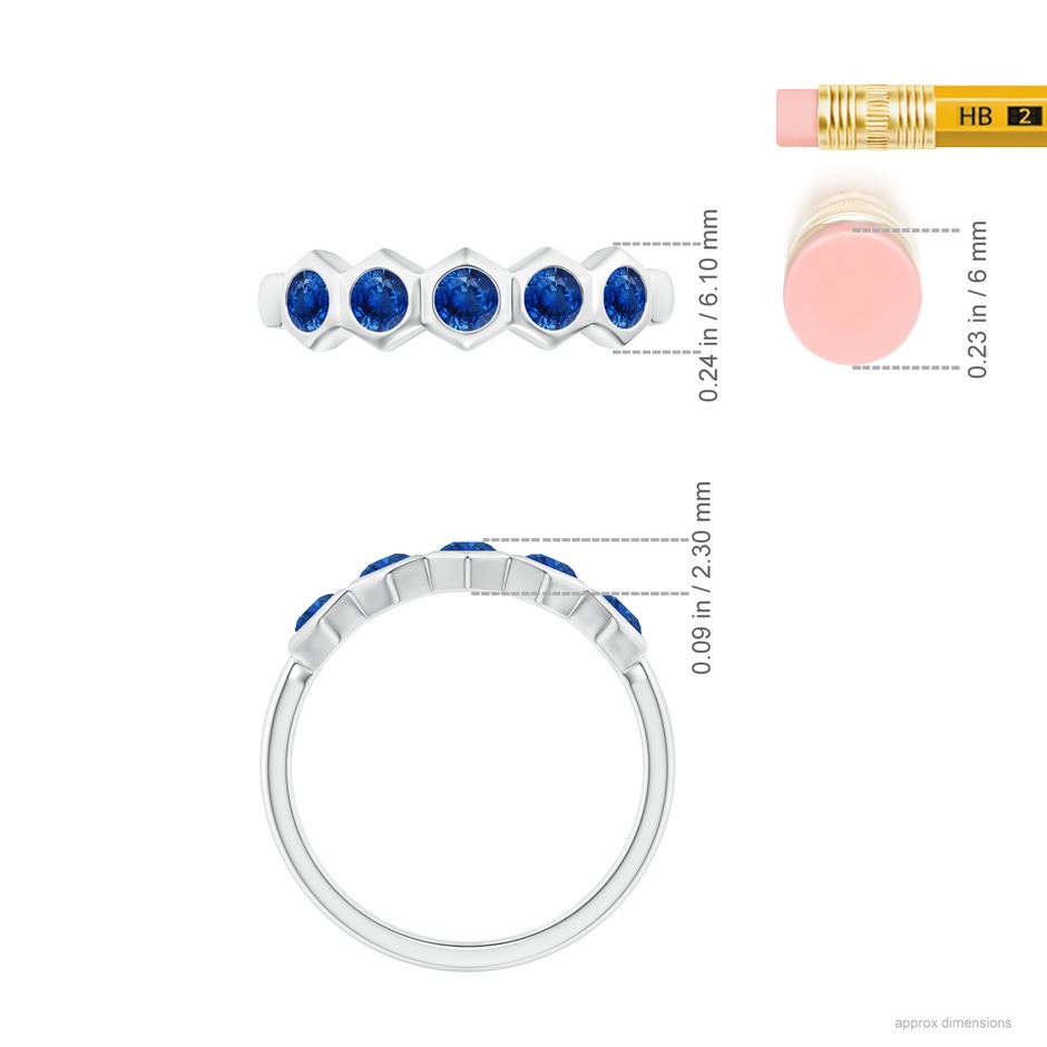 3mm AAA Natori x Angara Hexagonal Bezel-Set Blue Sapphire Band in White Gold ruler