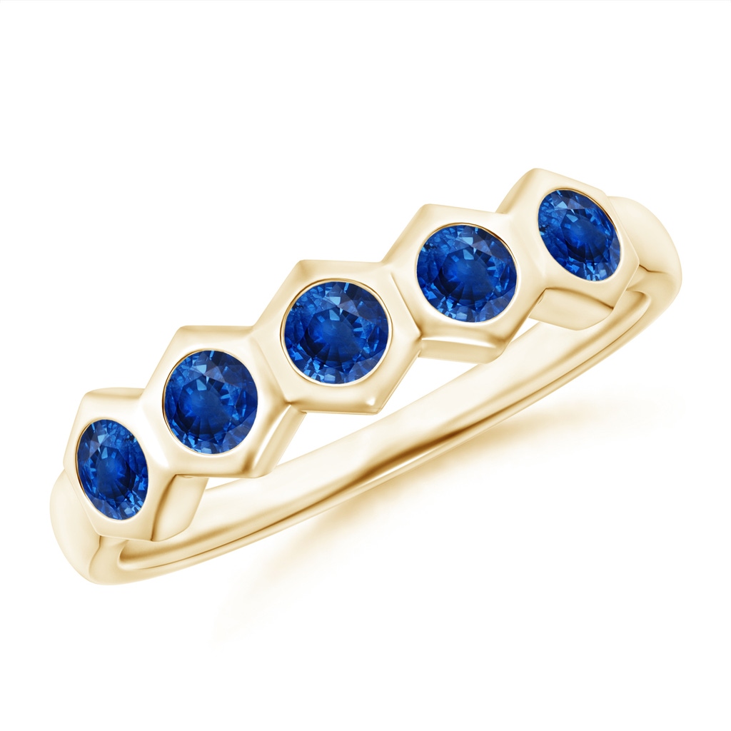 3mm AAA Natori x Angara Hexagonal Bezel-Set Blue Sapphire Band in Yellow Gold