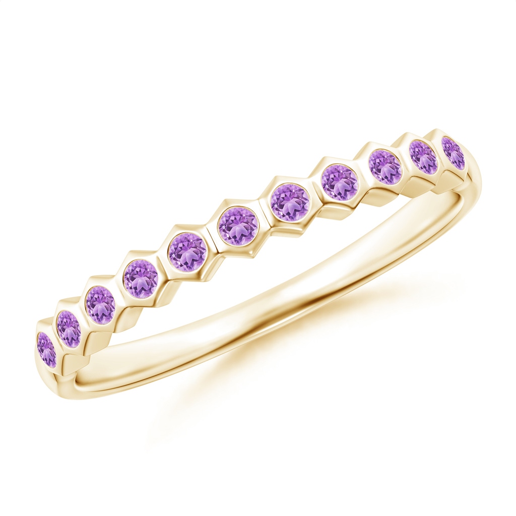 1.5mm AAA Natori x Angara Hexagonal Band with Bezel-Set Amethysts in Yellow Gold