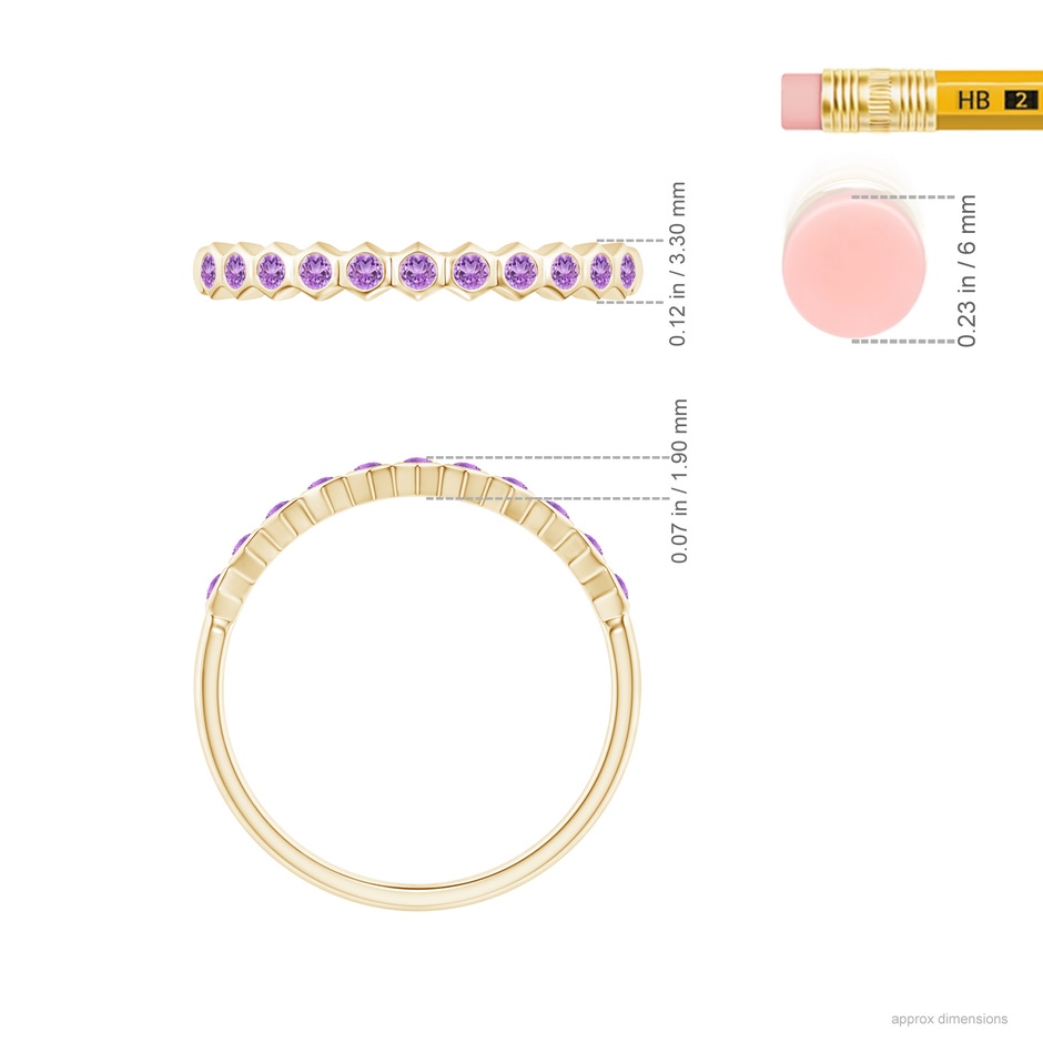 1.5mm AAA Natori x Angara Hexagonal Band with Bezel-Set Amethysts in Yellow Gold ruler