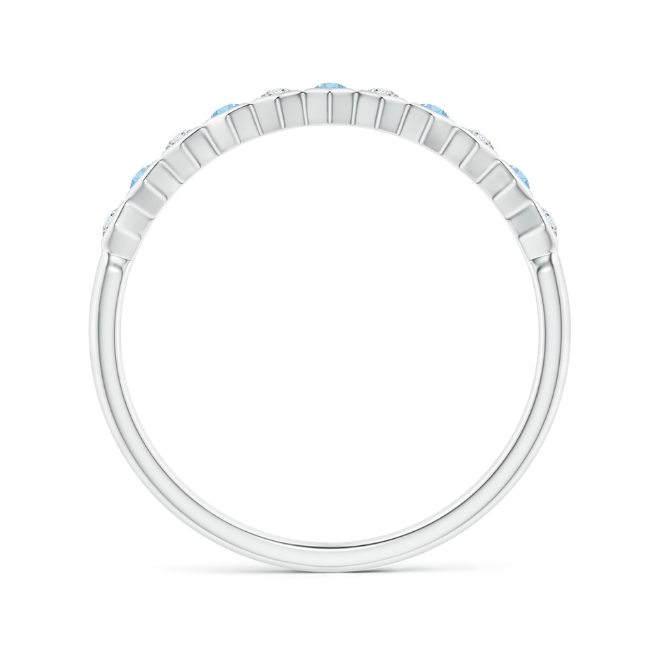 1.5mm AAA Natori x Angara Hexagonal Bezel-Set Diamond and Aquamarine Band in White Gold side 1