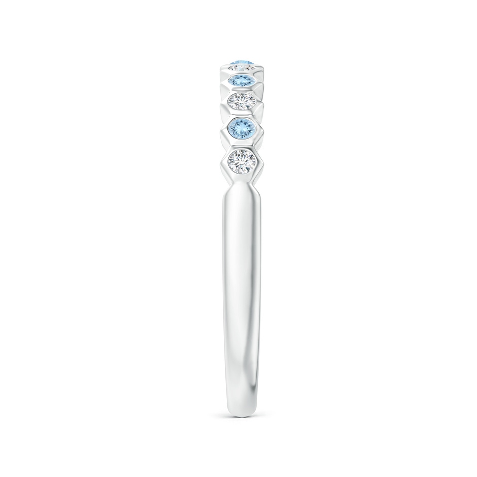 1.5mm AAA Natori x Angara Hexagonal Bezel-Set Diamond and Aquamarine Band in White Gold side 2