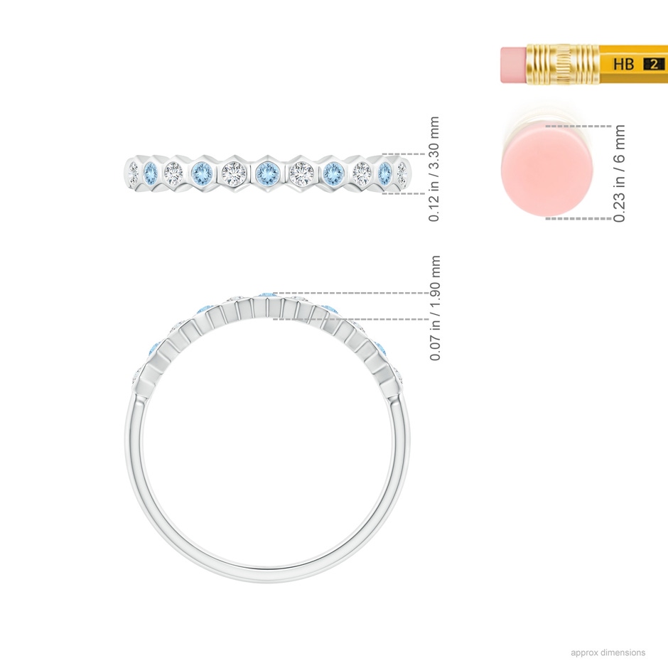 1.5mm AAA Natori x Angara Hexagonal Bezel-Set Diamond and Aquamarine Band in White Gold ruler