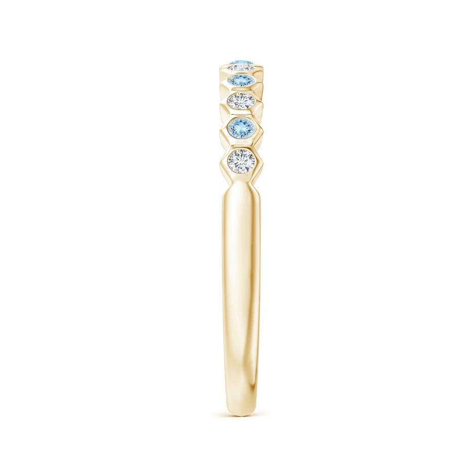 1.5mm AAA Natori x Angara Hexagonal Bezel-Set Diamond and Aquamarine Band in Yellow Gold side 2