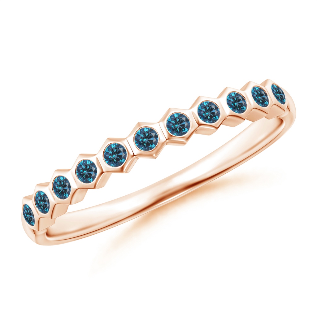 1.5mm AAA Natori x Angara Hexagonal Band with Bezel-Set Blue Diamonds in Rose Gold