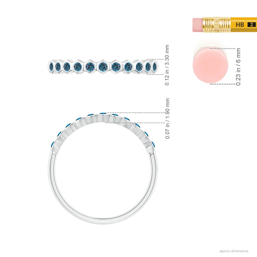 1.5mm AAA Natori x Angara Hexagonal Band with Bezel-Set Blue Diamonds in White Gold Ruler