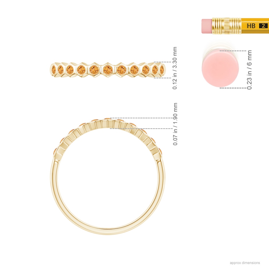 1.5mm AAA Natori x Angara Hexagonal Band with Bezel-Set Citrines in Yellow Gold ruler