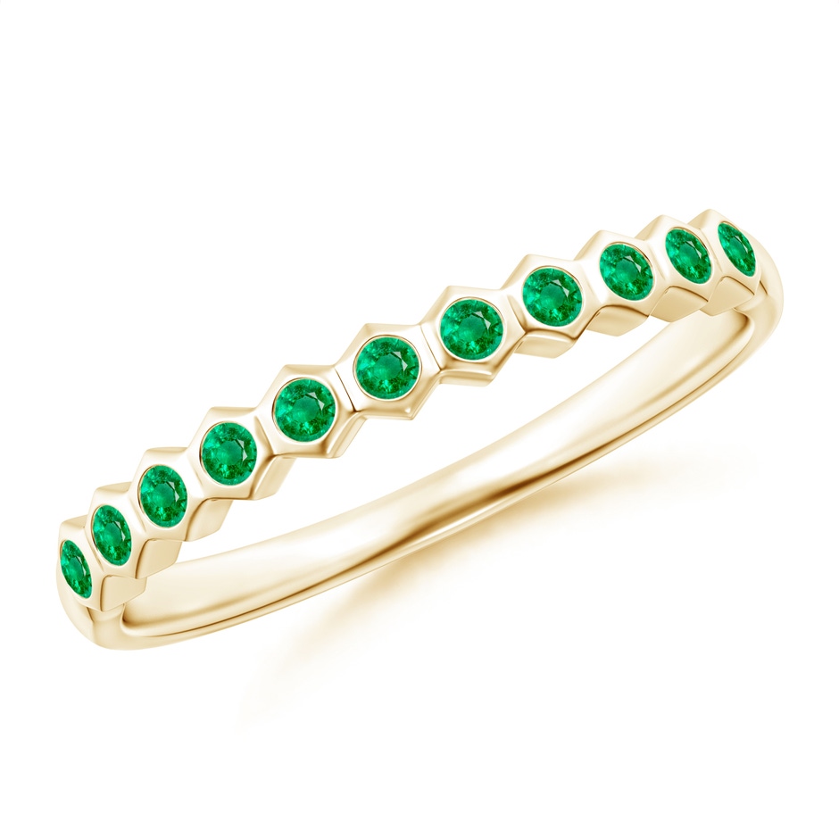 1.5mm AAA Natori x Angara Hexagonal Band with Bezel-Set Emeralds in Yellow Gold 