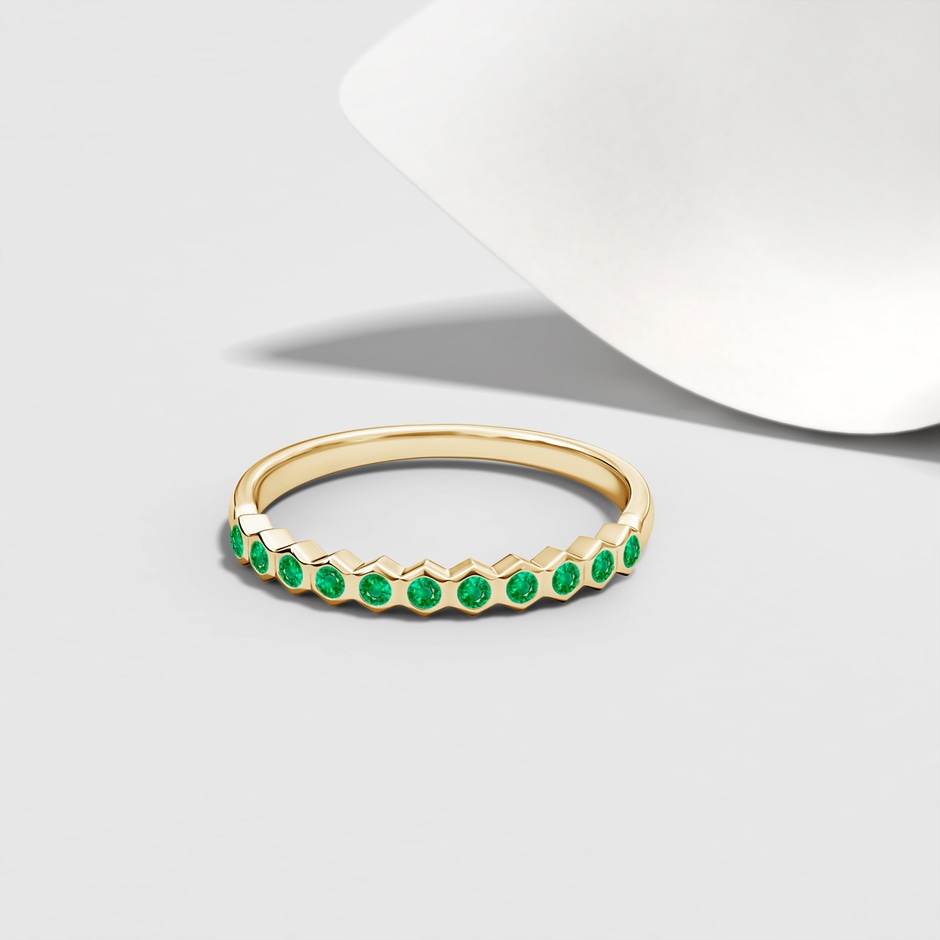 1.5mm AAA Natori x Angara Hexagonal Band with Bezel-Set Emeralds in Yellow Gold lifestyle