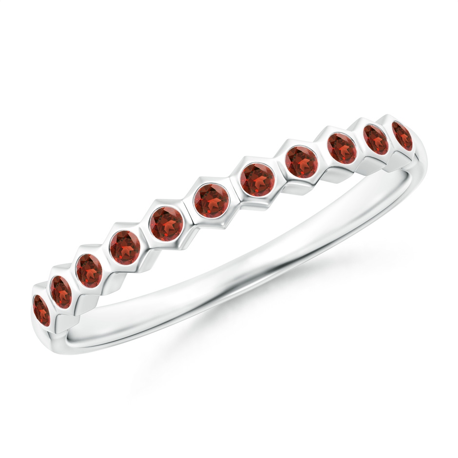 1.5mm AAA Natori x Angara Hexagonal Band with Bezel-Set Garnets in White Gold 