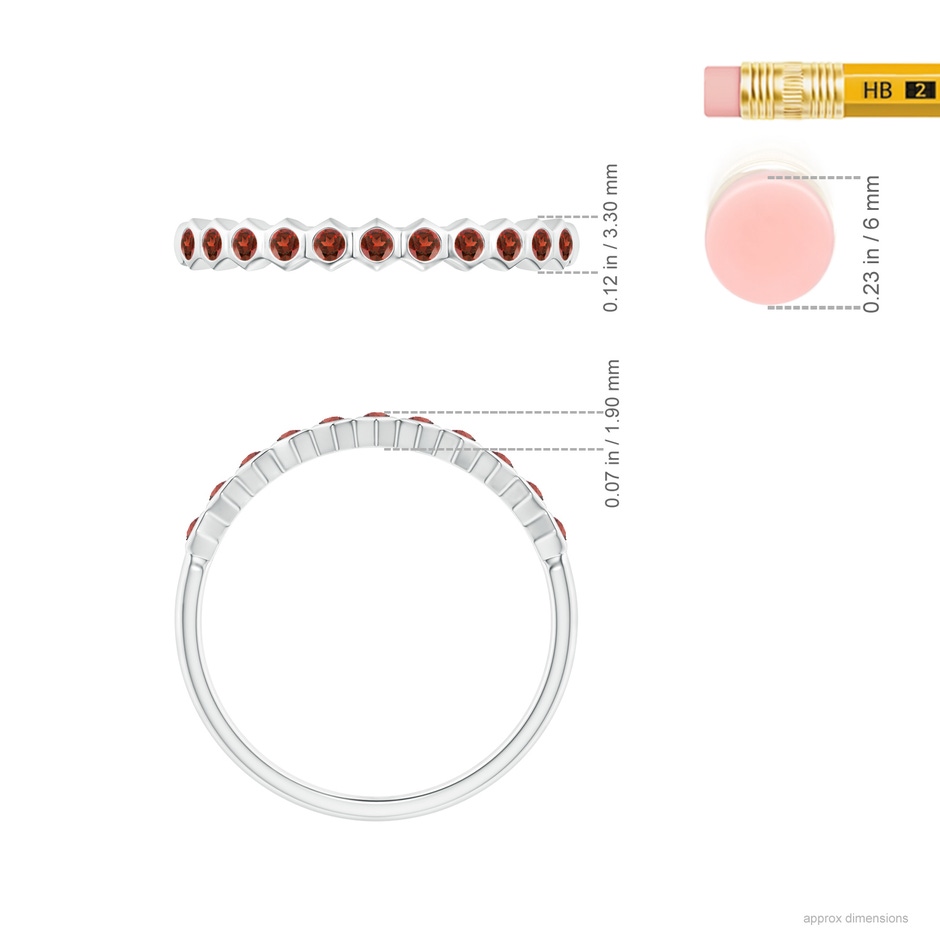 1.5mm AAA Natori x Angara Hexagonal Band with Bezel-Set Garnets in White Gold ruler