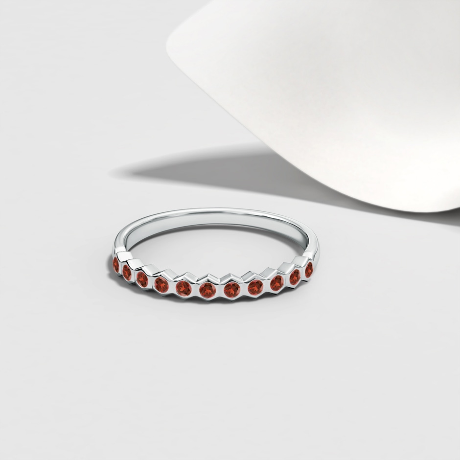 1.5mm AAA Natori x Angara Hexagonal Band with Bezel-Set Garnets in White Gold lifestyle