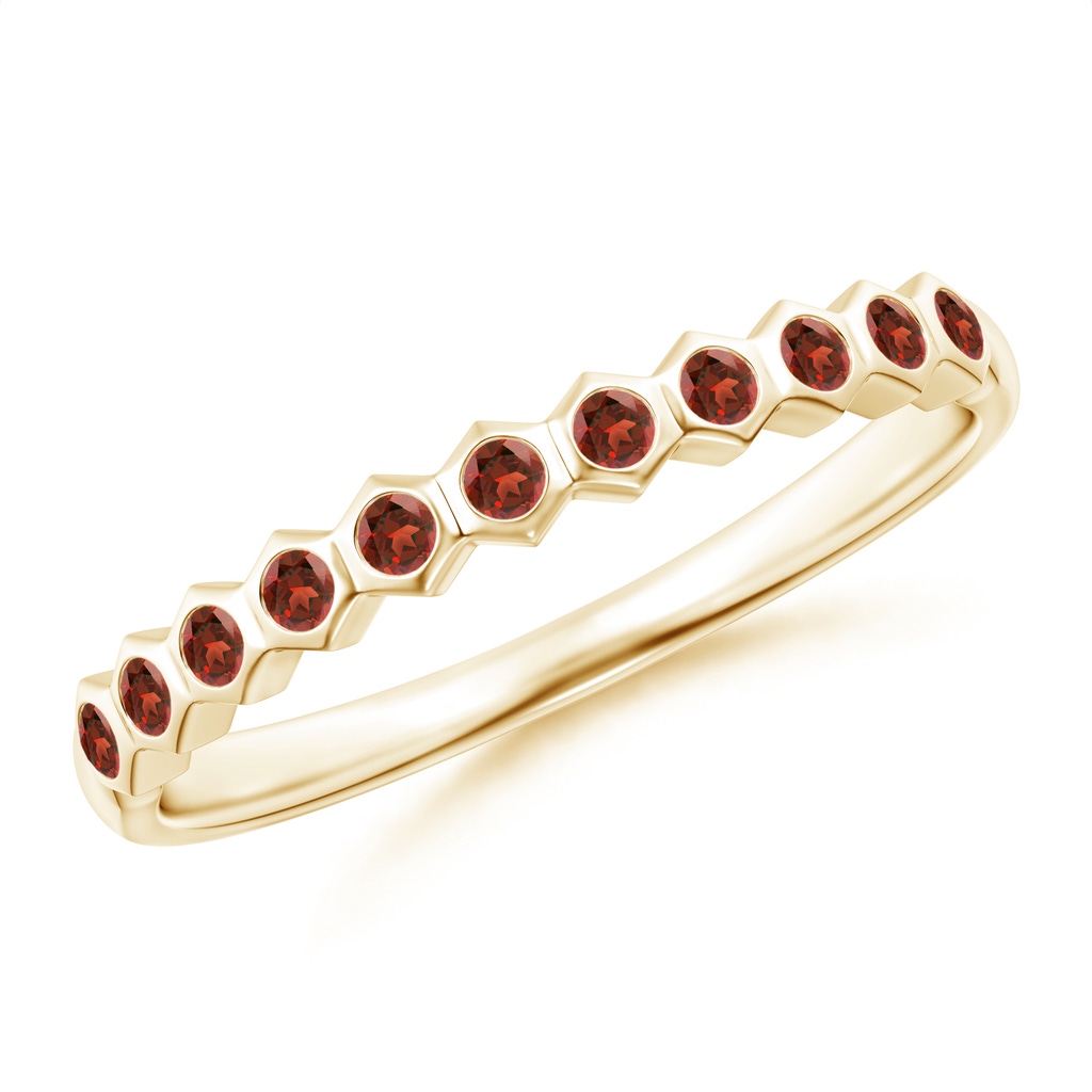 1.5mm AAA Natori x Angara Hexagonal Band with Bezel-Set Garnets in Yellow Gold