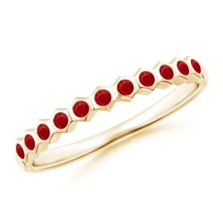 1.5mm AAA Natori x Angara Hexagonal Band with Bezel-Set Rubies in Yellow Gold