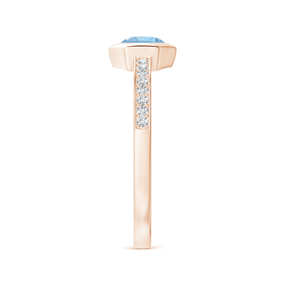 5mm AAA Natori x Angara Hexagonal Bezel-Set Aquamarine and Diamond Ring in Rose Gold side 2