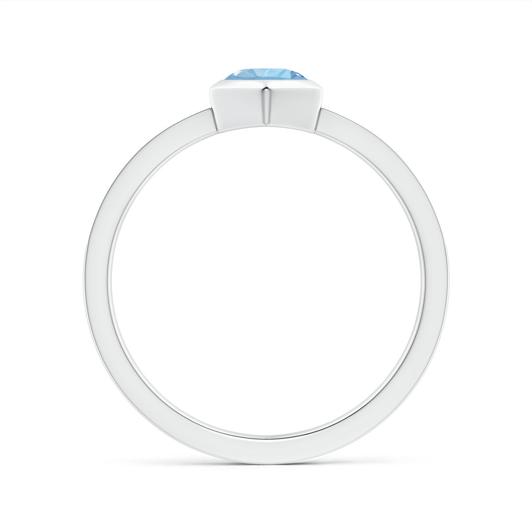 5mm AAA Natori x Angara Hexagonal Bezel-Set Aquamarine and Diamond Ring in White Gold - side 1