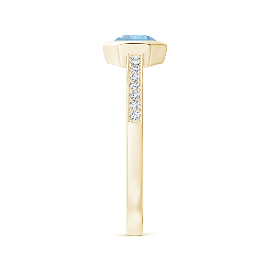 5mm AAA Natori x Angara Hexagonal Bezel-Set Aquamarine and Diamond Ring in Yellow Gold side 2