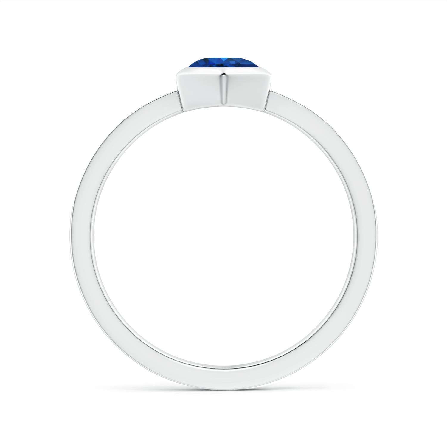 5mm AAA Natori x Angara Hexagonal Bezel-Set Blue Sapphire and Diamond Ring in White Gold - side 1