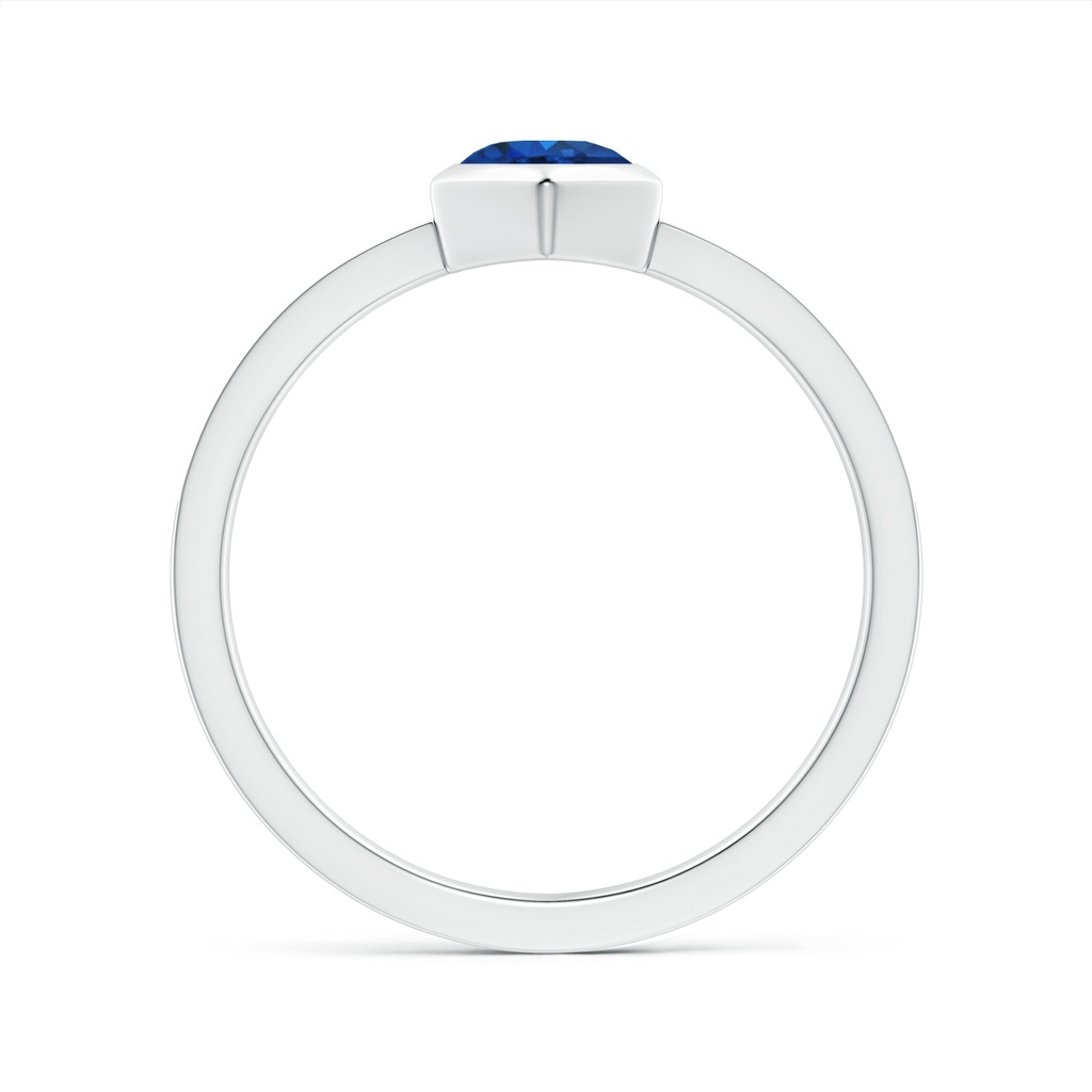 5mm AAA Natori x Angara Hexagonal Bezel-Set Blue Sapphire and Diamond Ring in White Gold Side 1