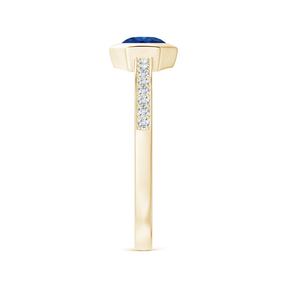 5mm AAA Natori x Angara Hexagonal Bezel-Set Blue Sapphire and Diamond Ring in Yellow Gold side 2