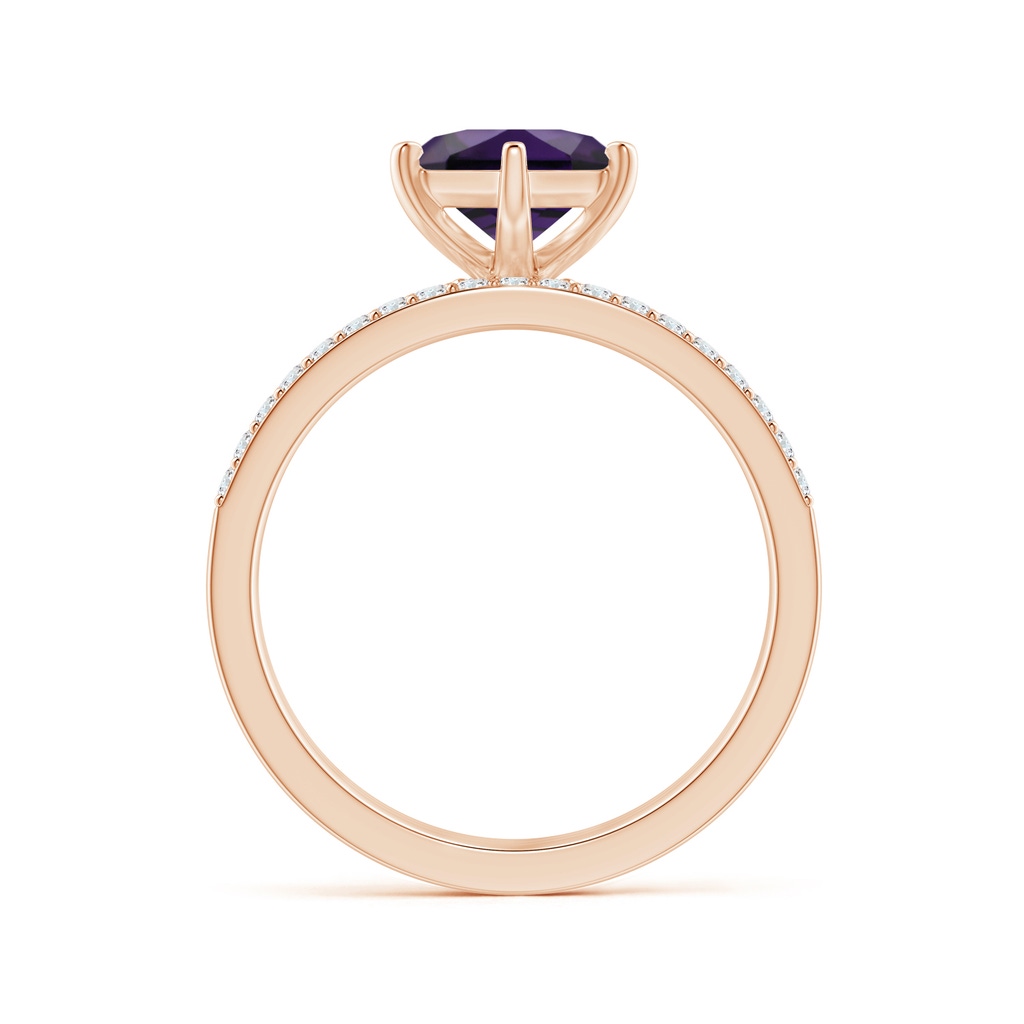 7mm AAA Natori x Angara Hexagonal Amethyst Triple Shank Ring in Rose Gold Side 1