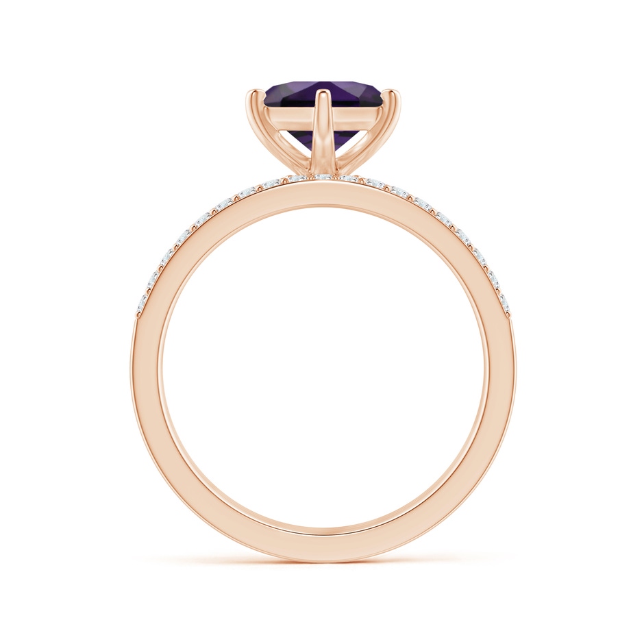 7mm AAA Natori x Angara Hexagonal Amethyst Triple Shank Ring in Rose Gold side 1