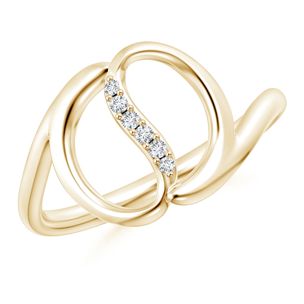 1.2mm HSI2 Natori x Angara Yin-Yang Diamond Shangri-La Bypass Ring in Yellow Gold