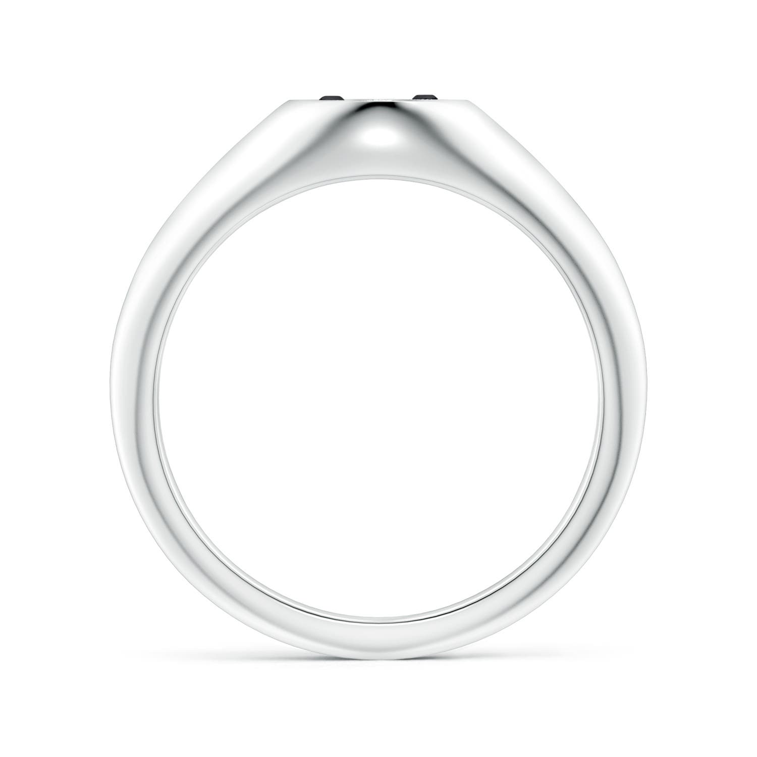 1.2mm AA Natori x Angara Yin-Yang Black & White Diamond Shangri-La Signet Ring in White Gold - side 1
