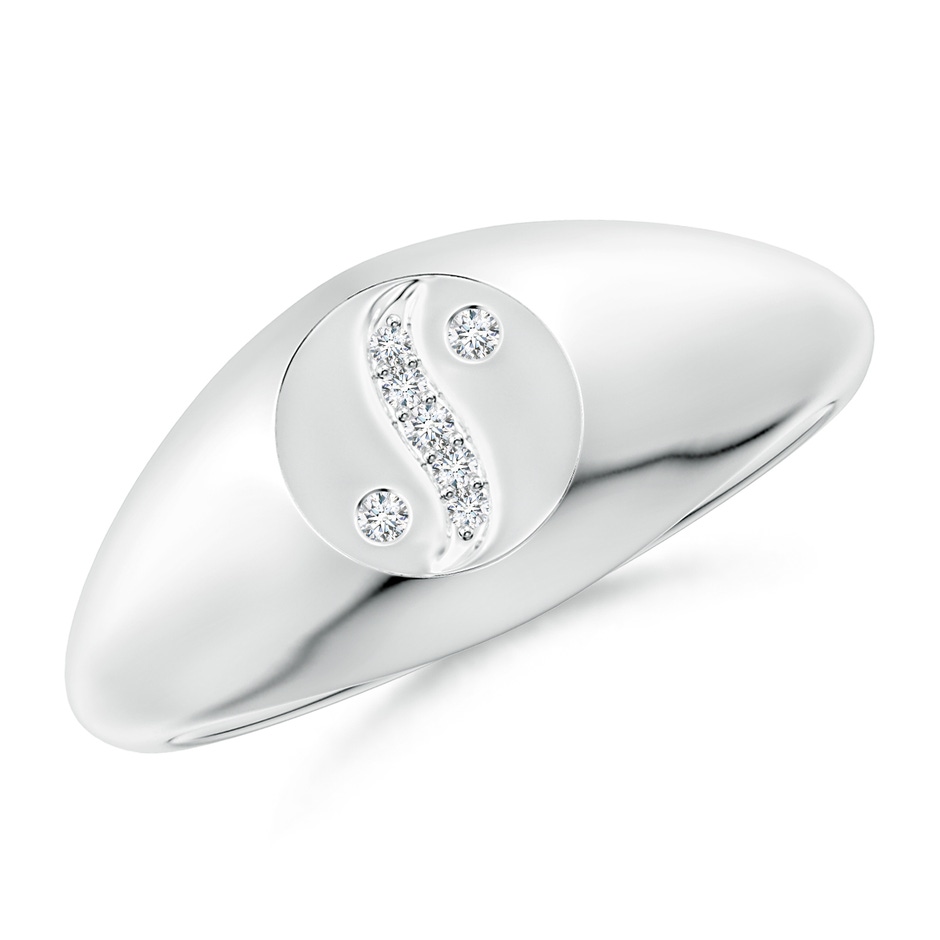 1.2mm HSI2 Natori x Angara Yin-Yang Diamond Shangri-La Signet Ring in White Gold 