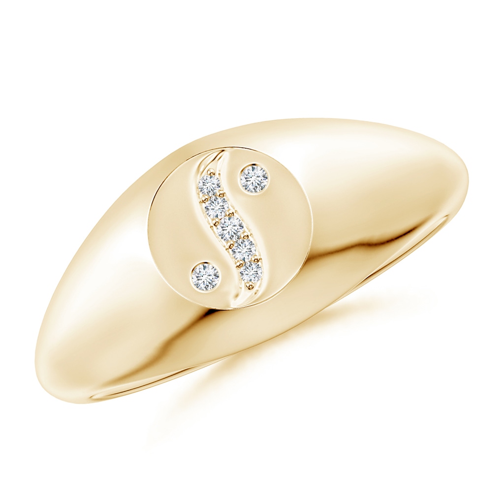 1.2mm HSI2 Natori x Angara Yin-Yang Diamond Shangri-La Signet Ring in Yellow Gold