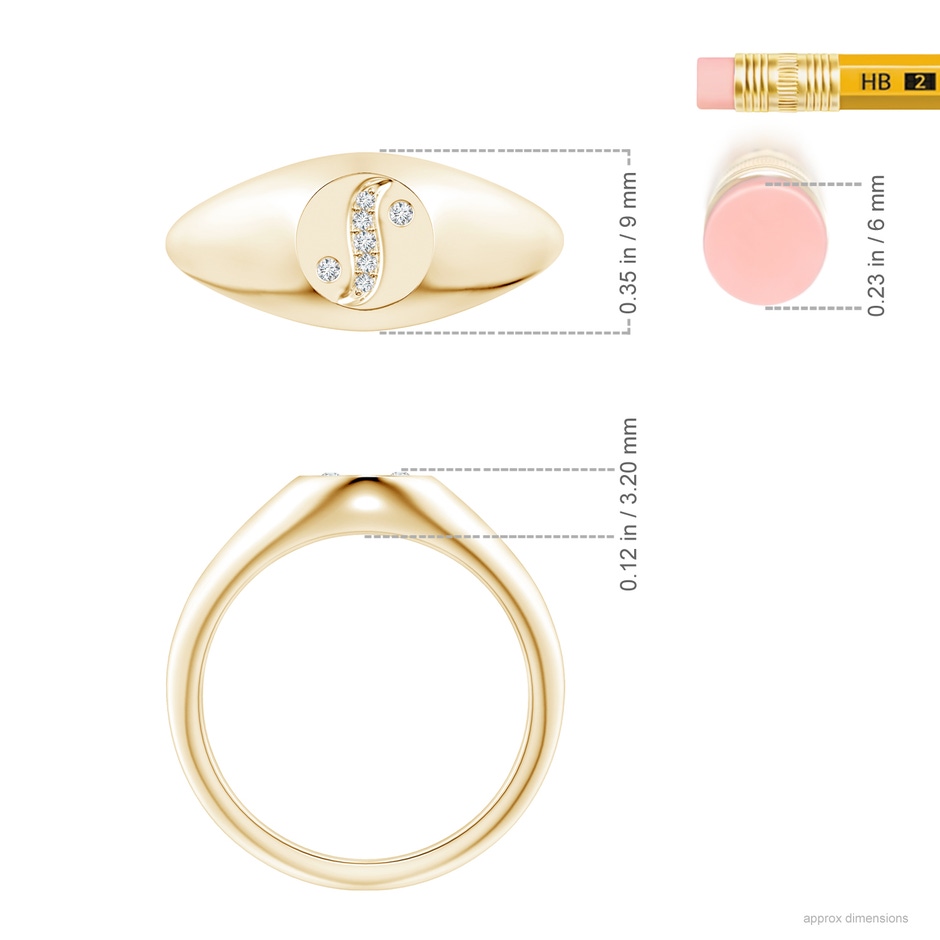 1.2mm HSI2 Natori x Angara Yin-Yang Diamond Shangri-La Signet Ring in Yellow Gold ruler