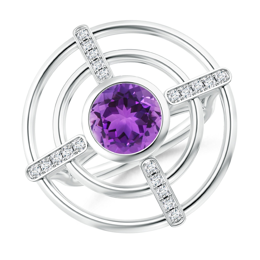 8mm AAA Natori x Angara Infinity Concentric Circle Amethyst Ring with Diamond Bars in White Gold