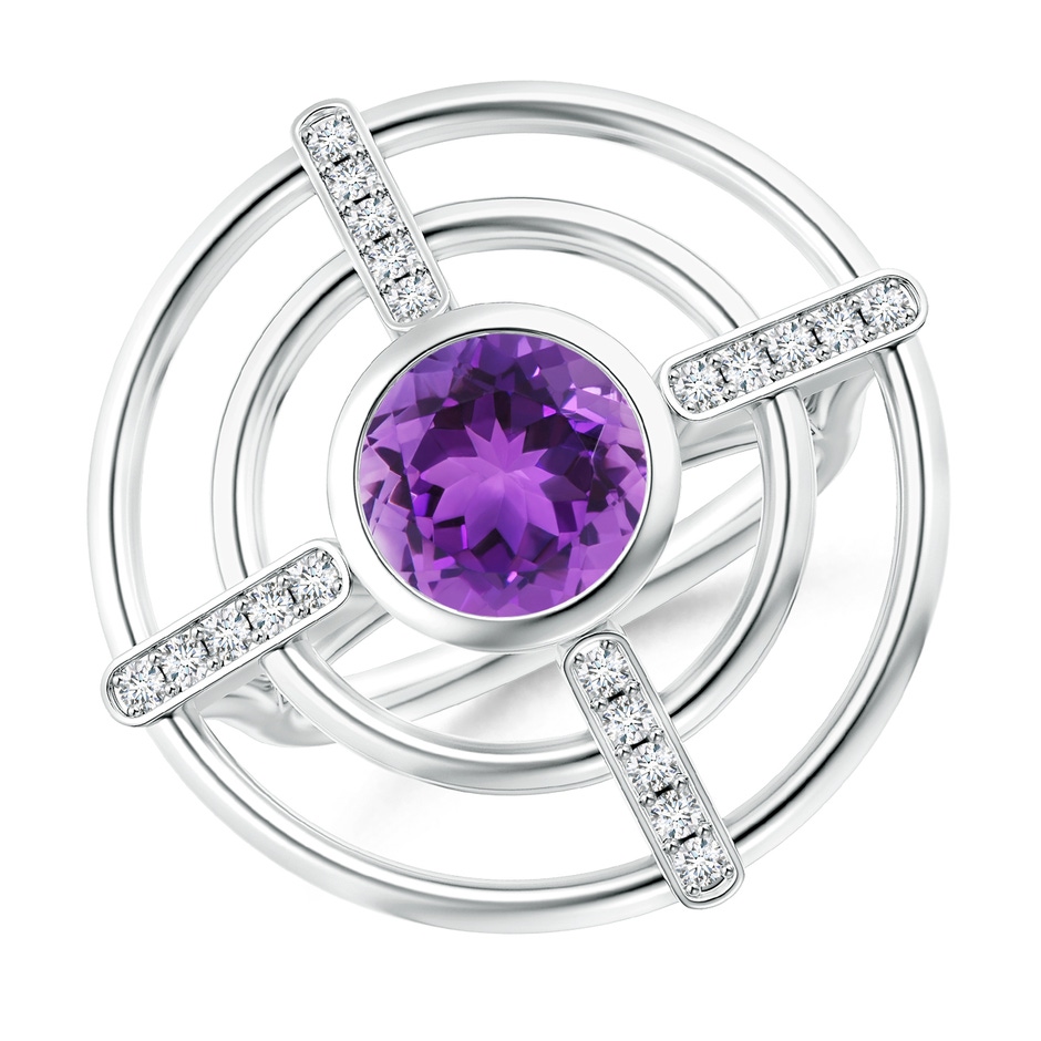 8mm AAA Natori x Angara Infinity Concentric Circle Amethyst Ring with Diamond Bars in White Gold 