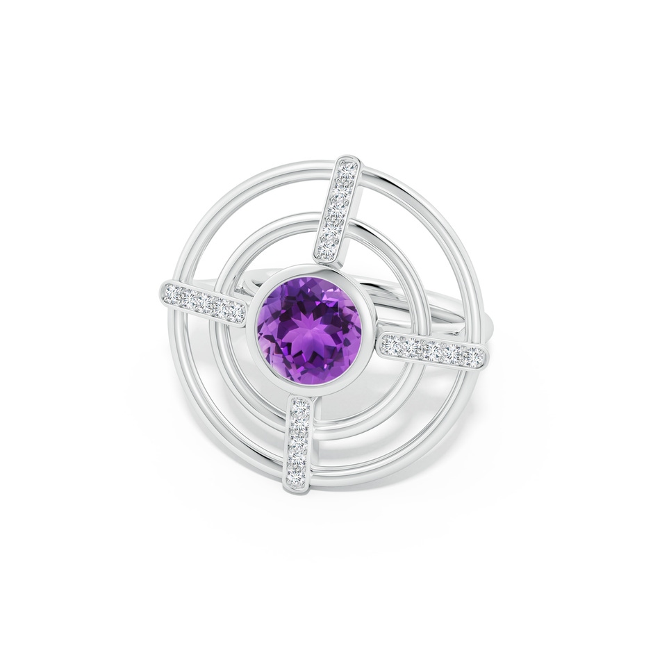 8mm AAA Natori x Angara Infinity Concentric Circle Amethyst Ring with Diamond Bars in White Gold side 599