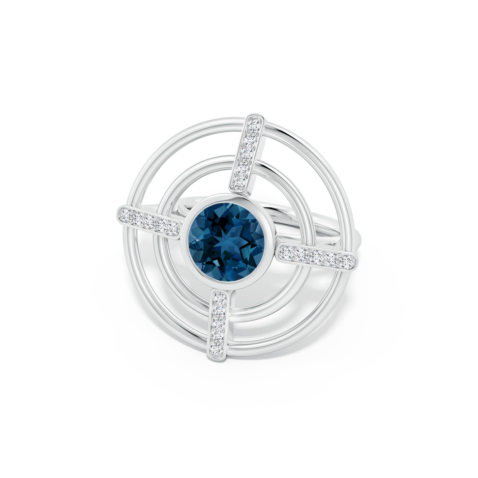 8mm AAA Natori x Angara Infinity Concentric Circle London Blue Topaz Ring with Diamond Bars in White Gold side 599