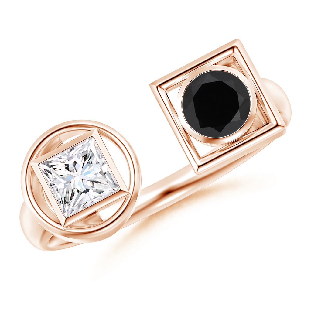 4.5mm AA Natori x Angara Infinity Black & White Diamond Two Stone Open Ring in Rose Gold