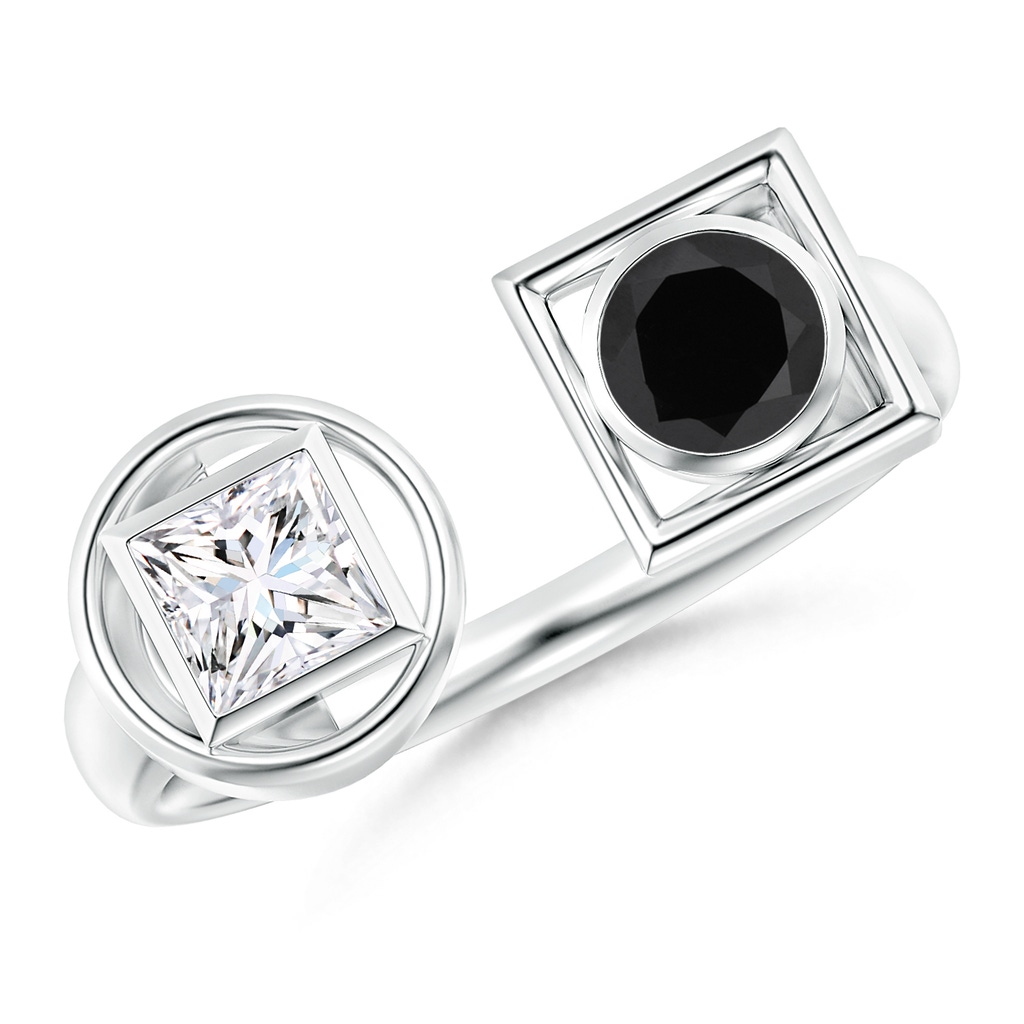 4.5mm AA Natori x Angara Infinity Black & White Diamond Two Stone Open Ring in White Gold