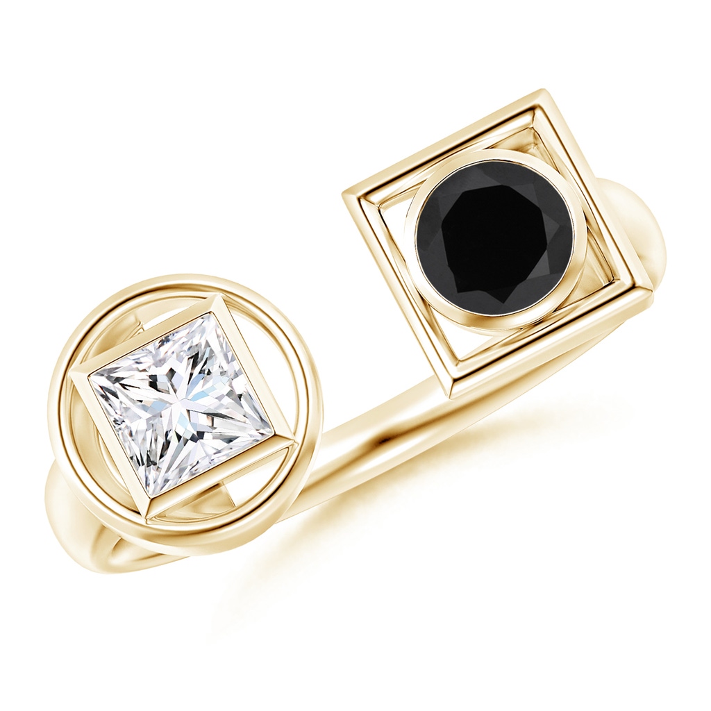 4.5mm AA Natori x Angara Infinity Black & White Diamond Two Stone Open Ring in Yellow Gold