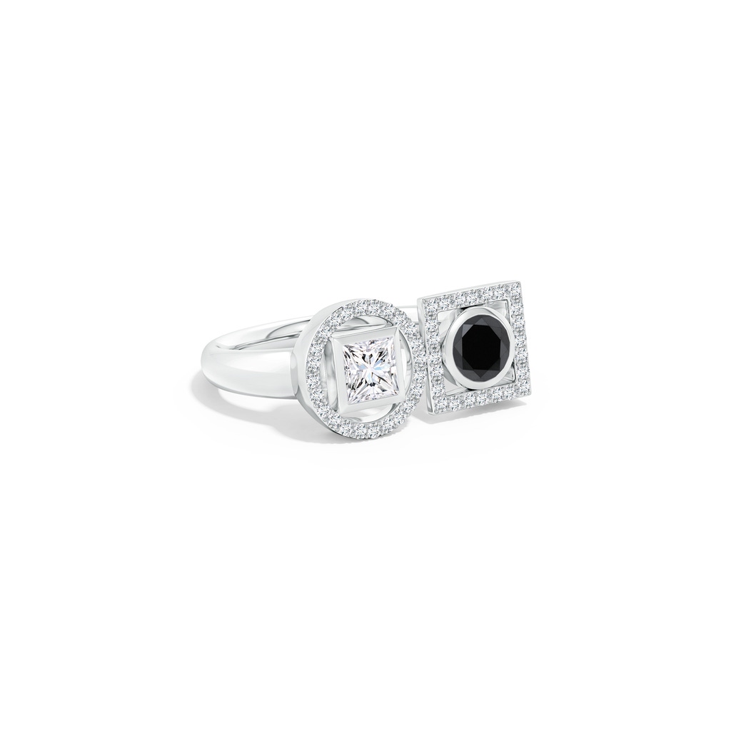 4.5mm AA Natori x Angara Infinity Black & White Diamond Geometric Two Stone Statement Ring in White Gold Side 599