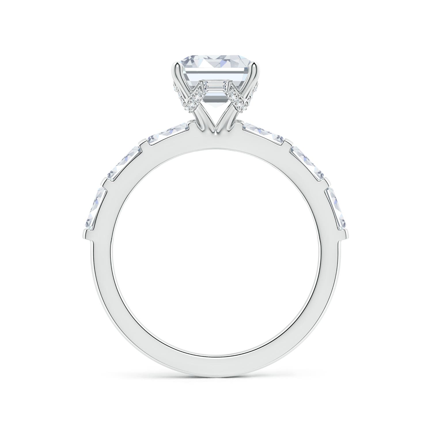 9x7mm FGVS Natori x Angara Orient Express Lab-Grown Emerald-Cut Diamond Solitaire Ring in White Gold - side 1