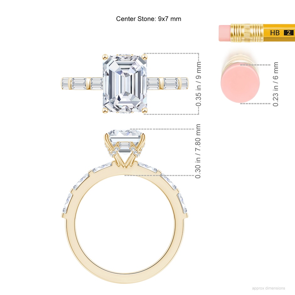 9x7mm FGVS Natori x Angara Orient Express Lab-Grown Emerald-Cut Diamond  Solitaire Ring in Yellow Gold ruler