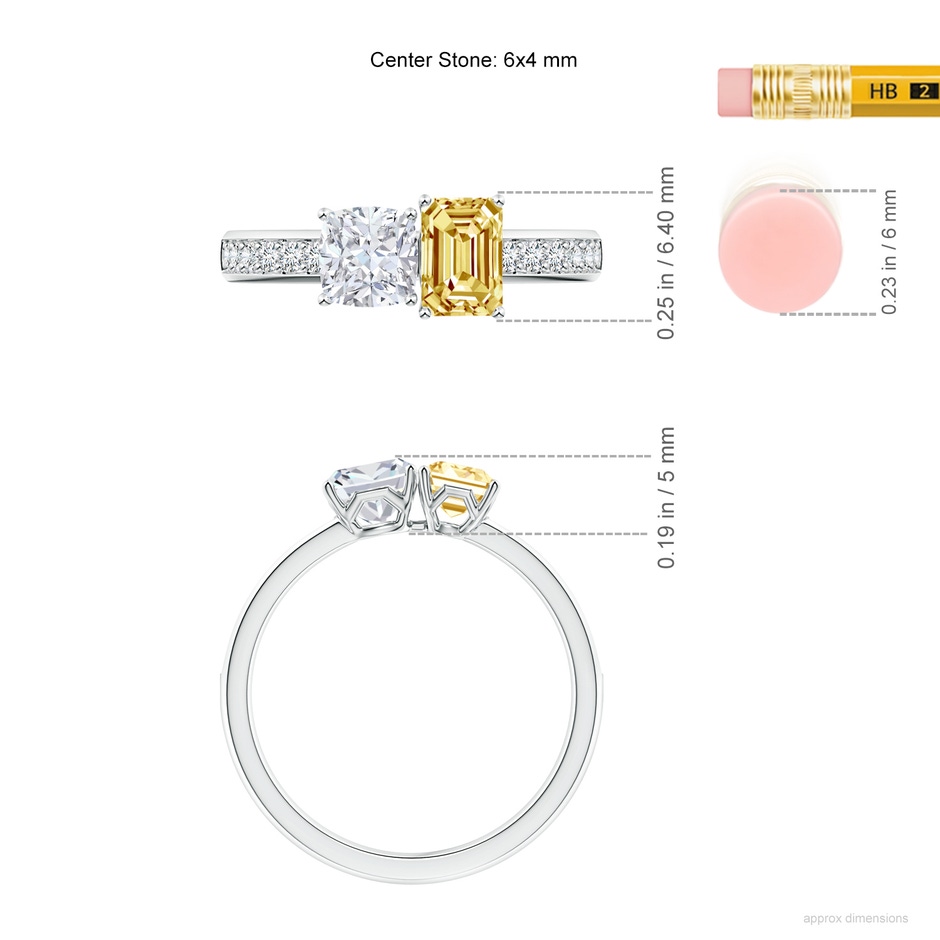 6x4mm fancyvs Natori x Angara Orient Express Lab-Grown White & Yellow Diamond Two-Stone Ring in White Gold ruler