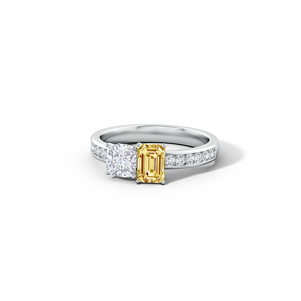 6x4mm fancyvs Natori x Angara Orient Express Lab-Grown White & Yellow Diamond Two-Stone Ring in White Gold Side 599