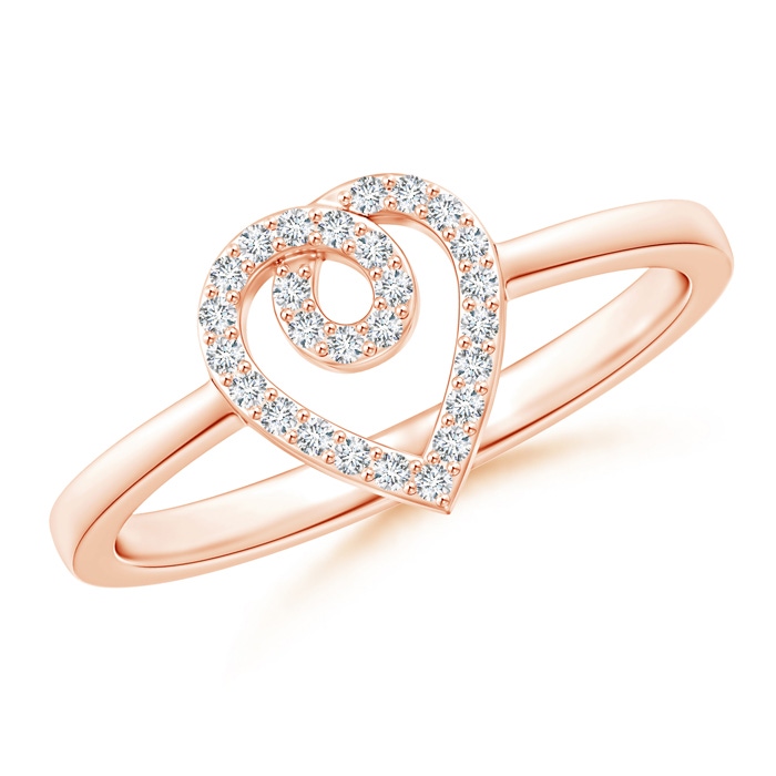 0.95mm GVS2 Round Diamond Ribbon Heart Promise Ring in Rose Gold