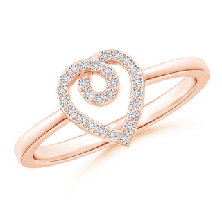 0.95mm HSI2 Round Diamond Ribbon Heart Promise Ring in Rose Gold