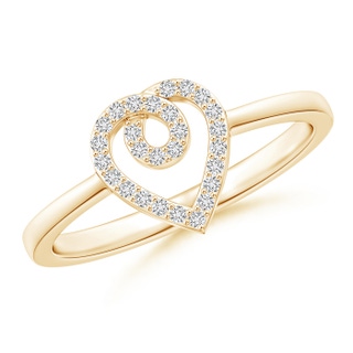 0.95mm HSI2 Round Diamond Ribbon Heart Promise Ring in Yellow Gold
