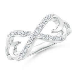 1.1mm GVS2 Split-Shank Round Diamond Infinity Heart Ring in White Gold